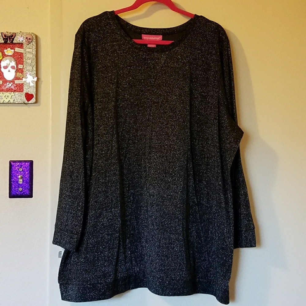 Woman Within 2X black glitter sparkle sweatshirt